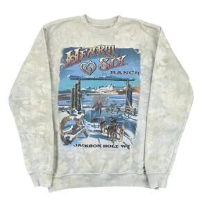 Big Vista Heart & Six Ranch Jackson Hole WY Tie Dye Crewneck Sweatshirt Medium